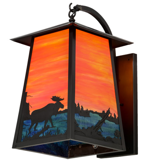 14.5" Wide Stillwater Moose at Lake Curved Arm Wall Sconce