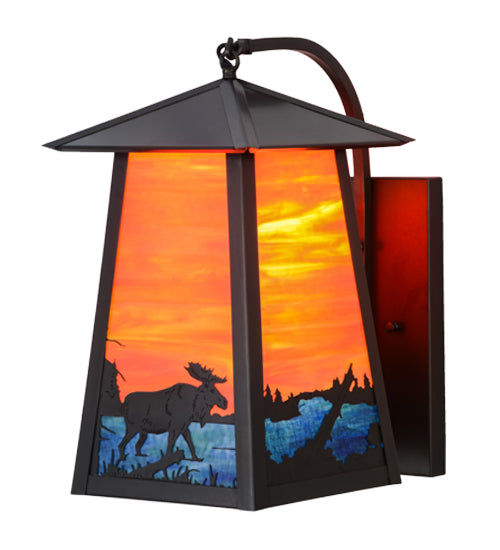 10" Wide Stillwater Moose at Lake Curved Arm Wall Sconce