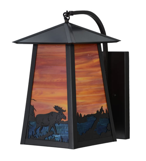 10" Wide Stillwater Moose at Lake Curved Arm Wall Sconce
