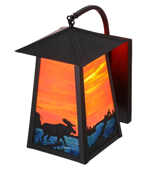 10" Wide Stillwater Moose at Lake Curved Arm Wall Sconce