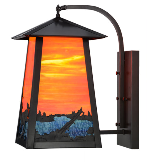 10" Wide Stillwater Moose at Lake Curved Arm Wall Sconce