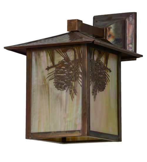 9"W Seneca Winter Pine Curved Arm Wall Sconce
