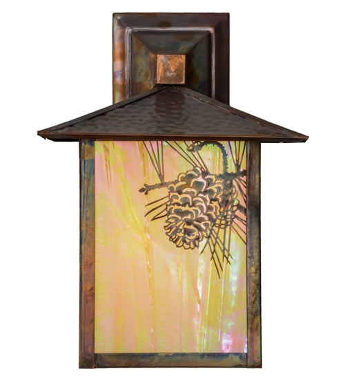 9"W Seneca Winter Pine Curved Arm Wall Sconce