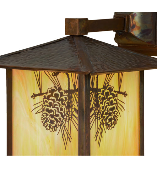 9"W Seneca Winter Pine Curved Arm Wall Sconce