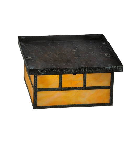 8"Sq Hyde Park Double Bar Mission Flushmount