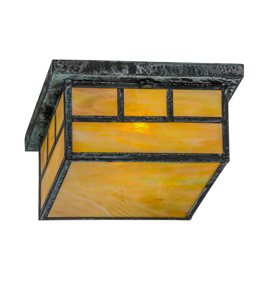 8"Sq Hyde Park Double Bar Mission Flushmount