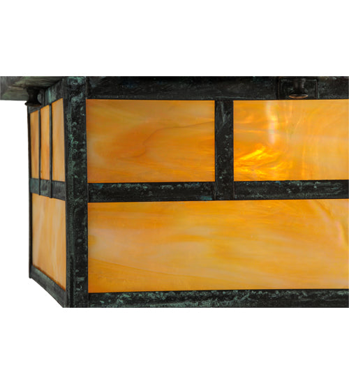 8"Sq Hyde Park Double Bar Mission Flushmount