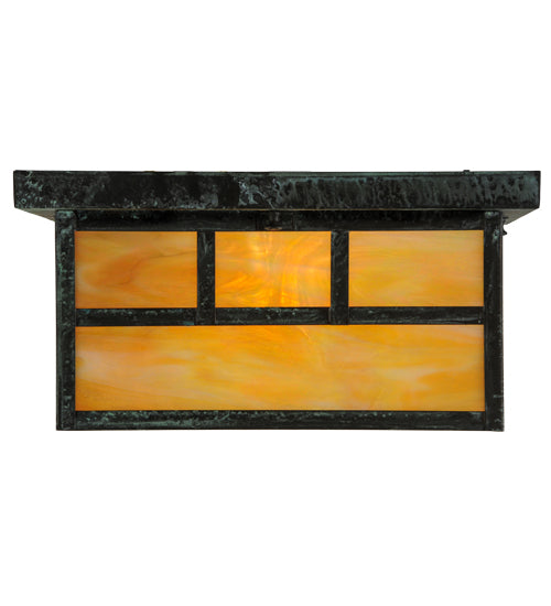 8"Sq Hyde Park Double Bar Mission Flushmount