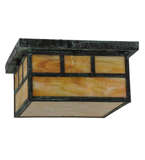 8"Sq Hyde Park Double Bar Mission Flushmount