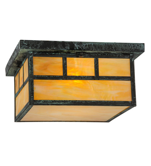 8"Sq Hyde Park Double Bar Mission Flushmount