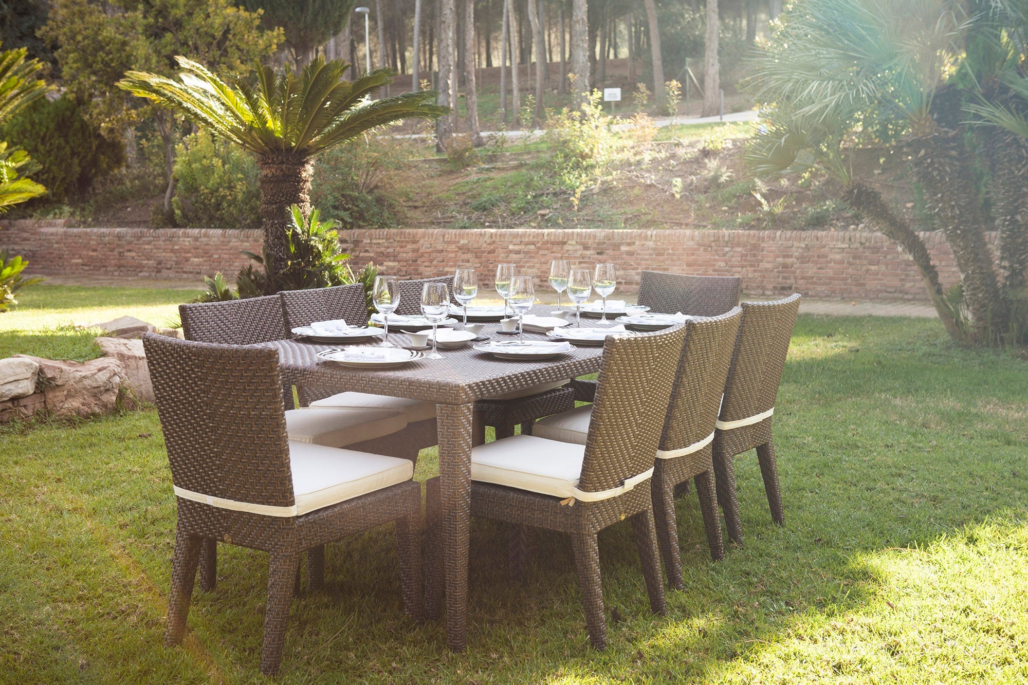 Atlantis 9-Piece Rectangular Dining Side Chair Set with Cushions