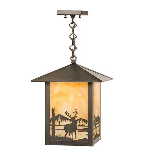 16" Square Seneca Winter Pine Curved Arm Wall Sconce