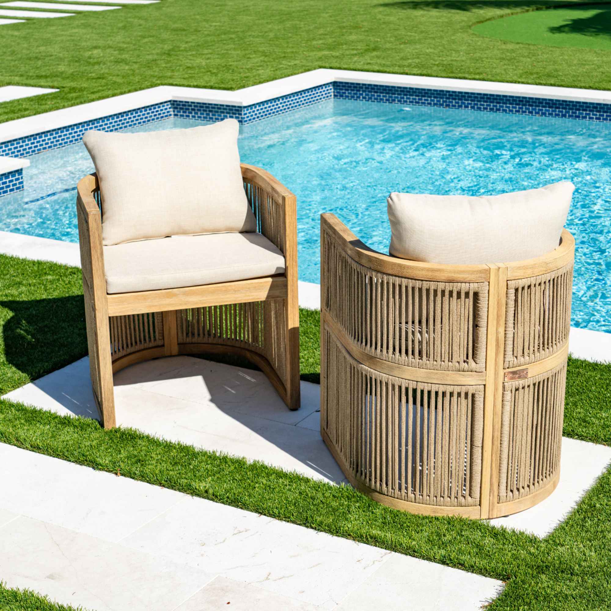 Panama Jack Cabo Set of 2 Barrel Dining Armchairs