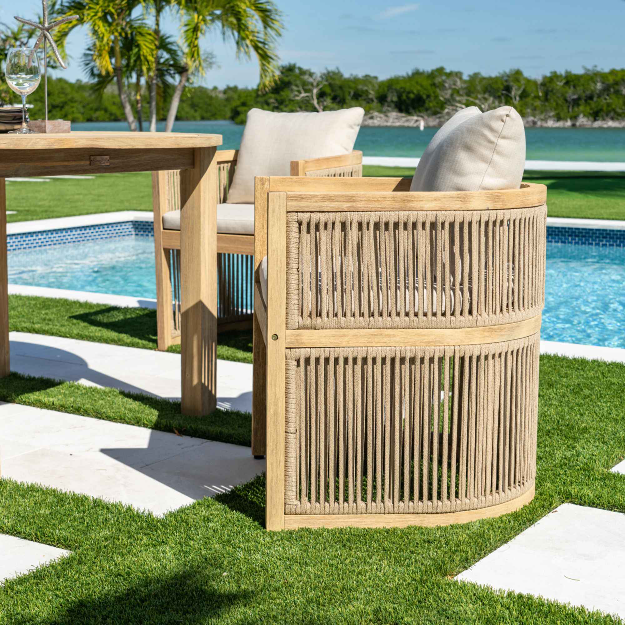 Panama Jack Cabo Set of 2 Barrel Dining Armchairs