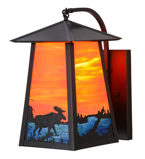 10" Wide Stillwater Moose at Lake Curved Arm Wall Sconce