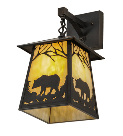 8"W Stillwater Bear at Dawn Hanging Wall Sconce