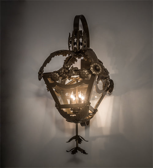 16" Wide Seneca Window Pane Curved Arm Wall Sconce
