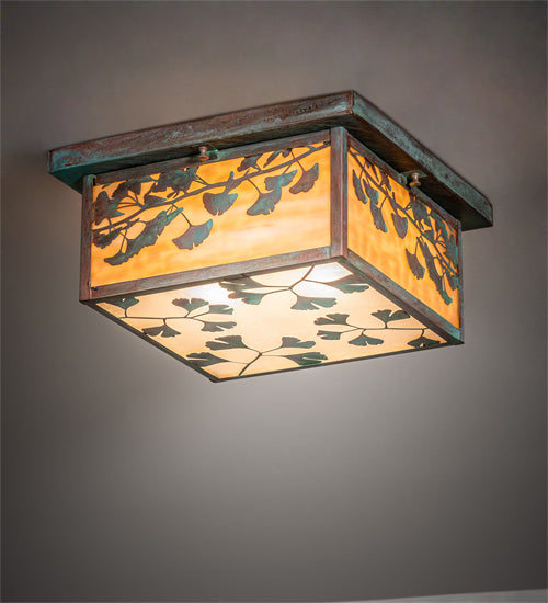12" Wide Stillwater Ginkgo Straight Arm Wall Sconce