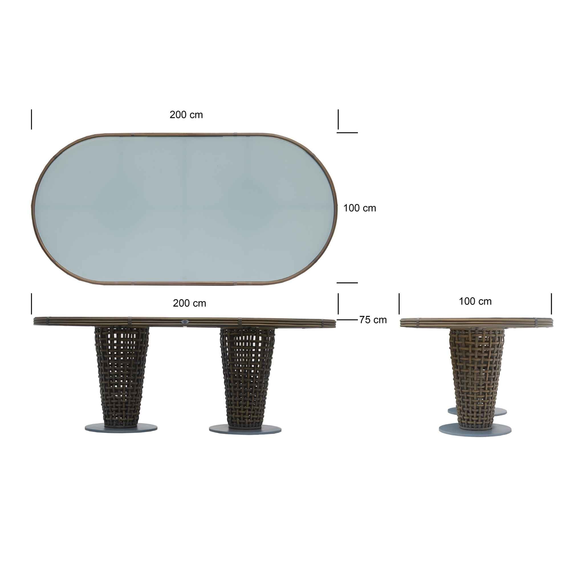Dynasty Oval Dining Table with Glass
