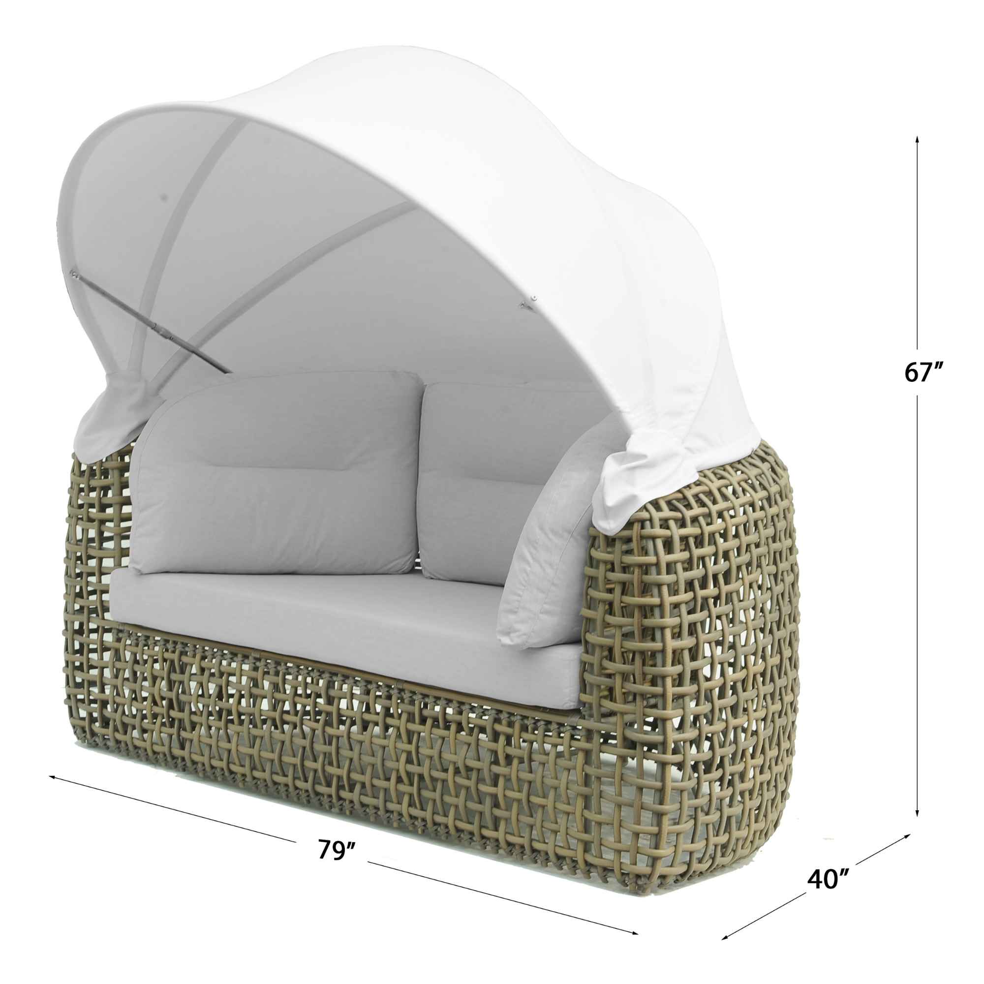Dynasty Daybed with Canopy and Sunbrella Cushions