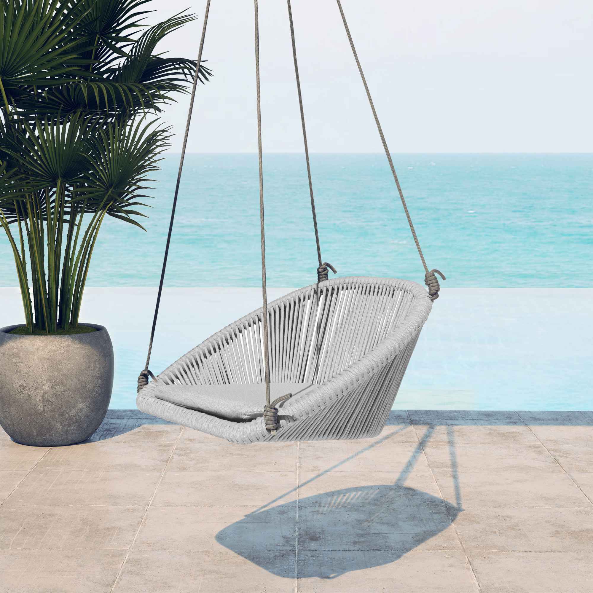 Horizon 8FT Pergola with Lamp, Rodona Hanging Chairs & Aluminum Table