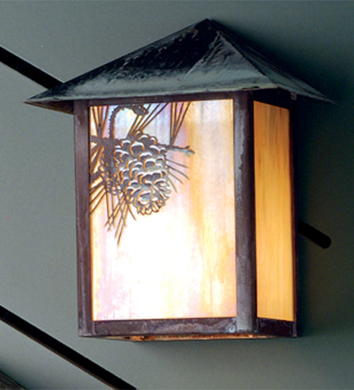 9"W Seneca Winter Pine Hanging Wall Sconce