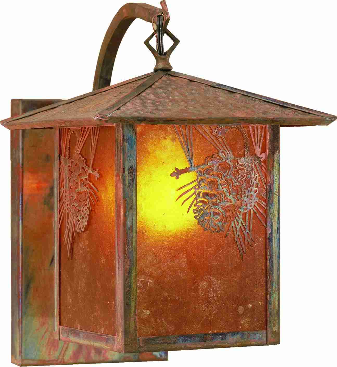 13" Wide Seneca Winter Pine Curved Arm Wall Sconce