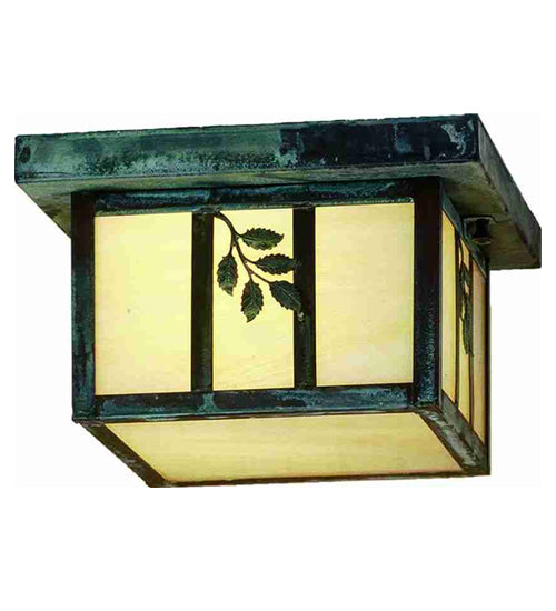 10"Square Antique Copper Hyde Park Cross Mission Flush Mount
