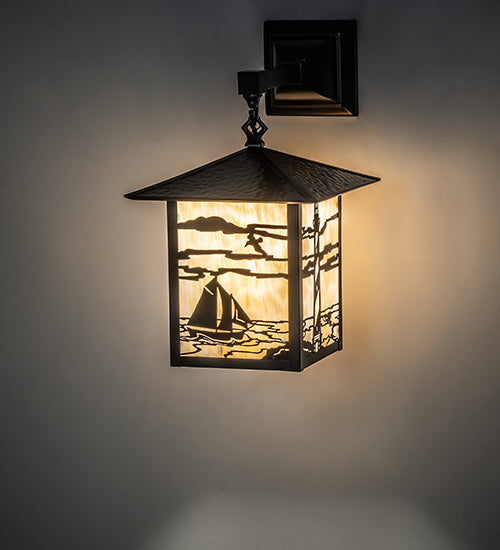 9"W Seneca Mountain View Curved Arm Wall Sconce