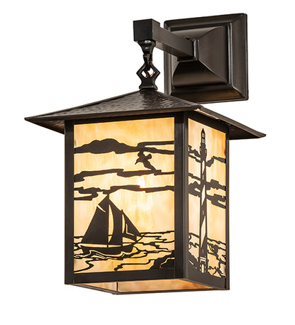 9"W Seneca Mountain View Curved Arm Wall Sconce