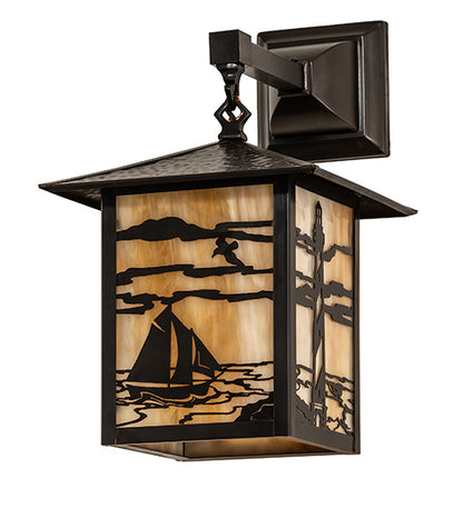 9"W Seneca Mountain View Curved Arm Wall Sconce