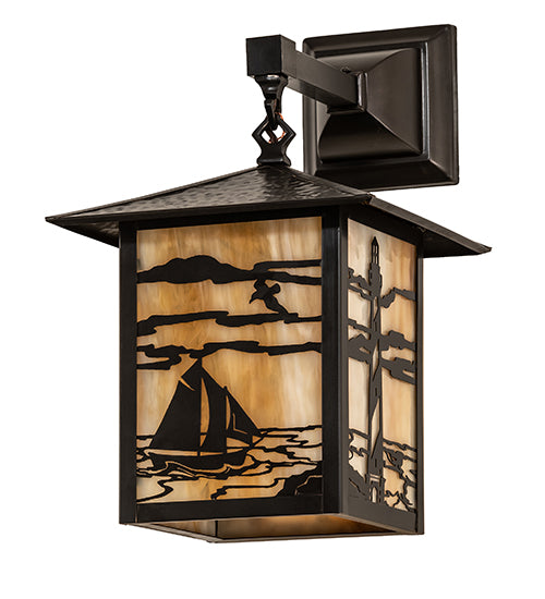 9"W Seneca Mountain View Curved Arm Wall Sconce