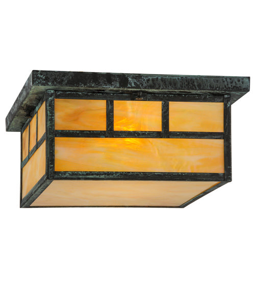 8"Sq Hyde Park Double Bar Mission Flushmount