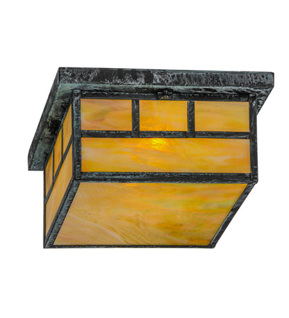 8"Sq Hyde Park Double Bar Mission Flushmount