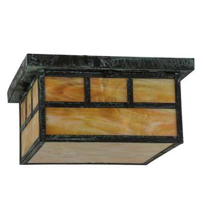 8"Sq Hyde Park Double Bar Mission Flushmount