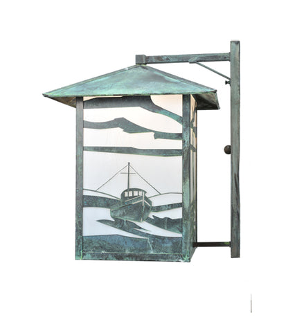 12" Wide Stillwater Moose at Lake Curved Arm Wall Sconce