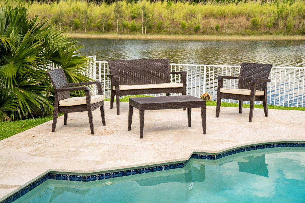 Alaska 4-Piece Seating Set with Cushions-Brown