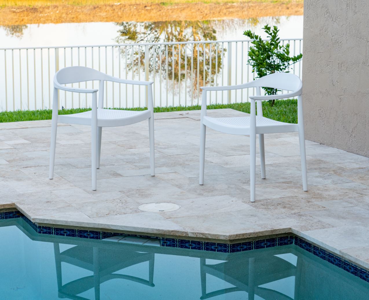 Kennedy Set of 2 Stackable Armchair-White
