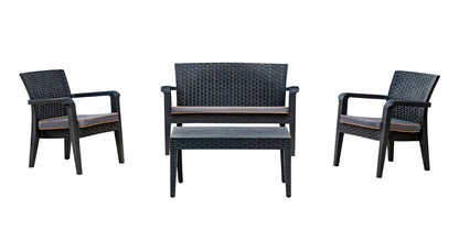 Alaska 4-Piece Seating Set with Cushions-Anthracite