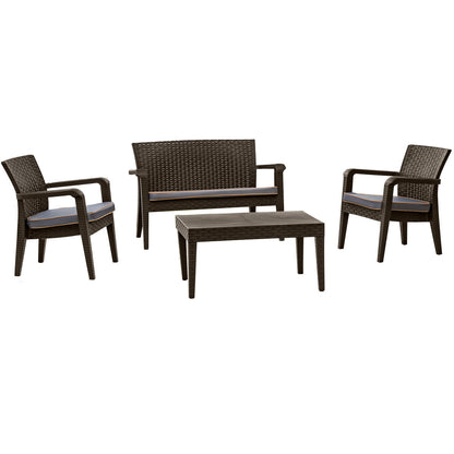 Alaska 4-Piece Seating Set with Cushions-Brown