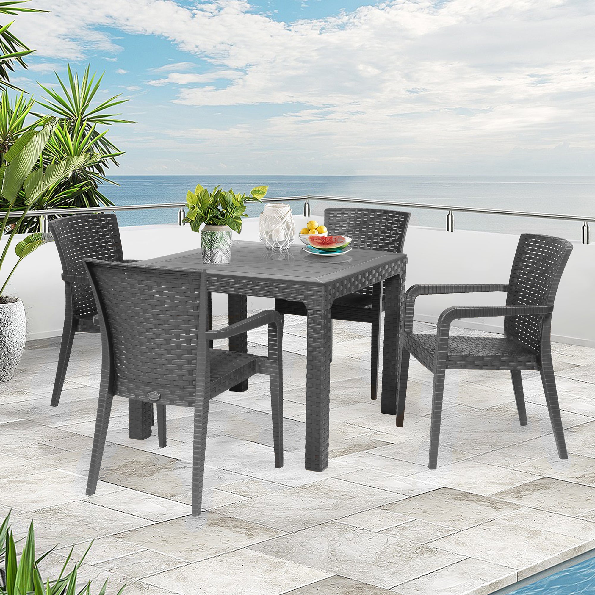 Alberta 5-Piece Dining Set-Anthracite