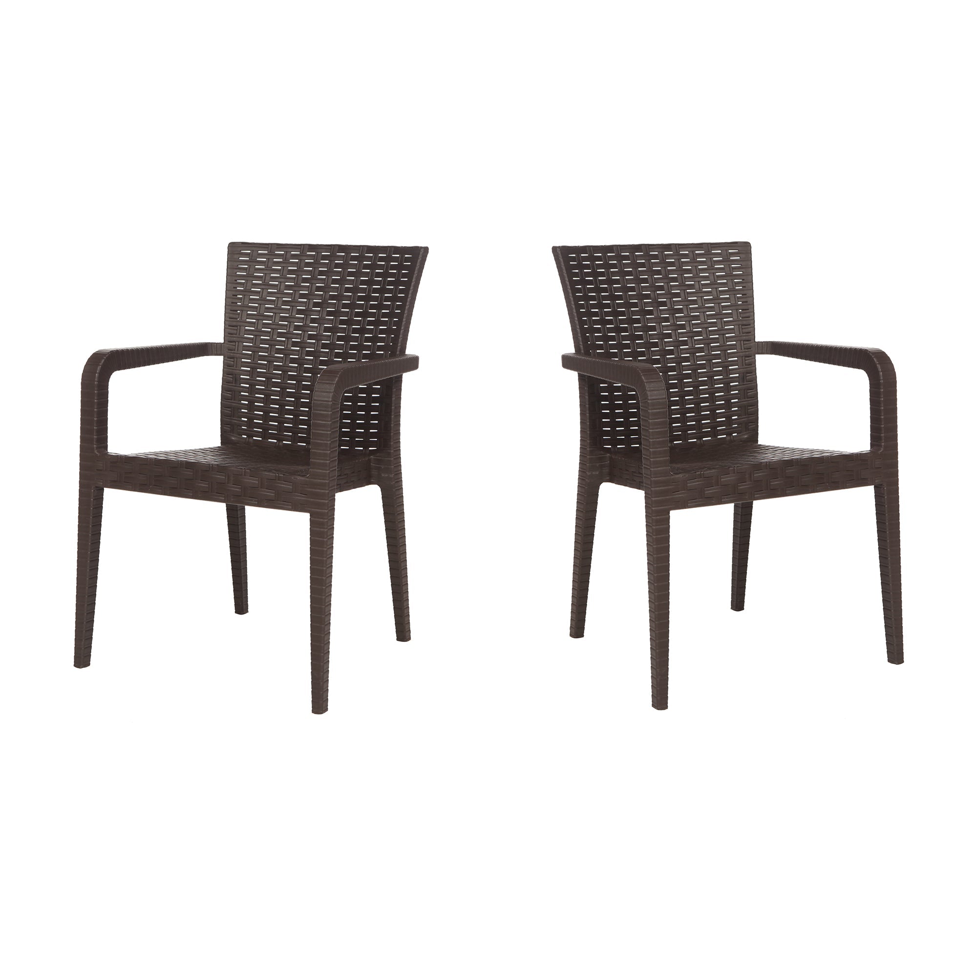 Alberta Set of 2 Stackable Armchair-Brown