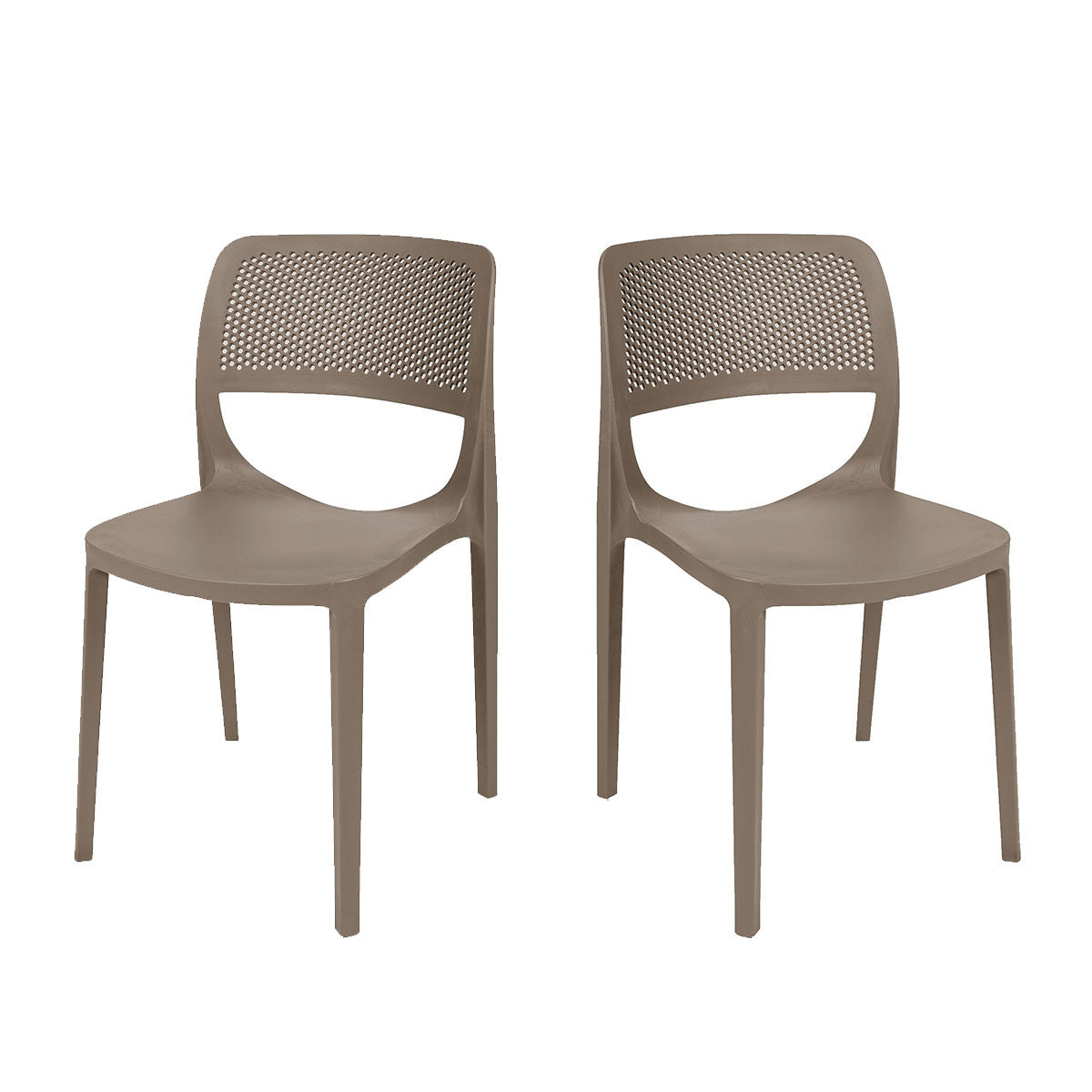Mila Set of 2 Stackable Side Chair-Cappuccino