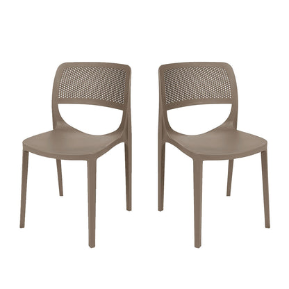 Mila Set of 2 Stackable Side Chair-Cappuccino
