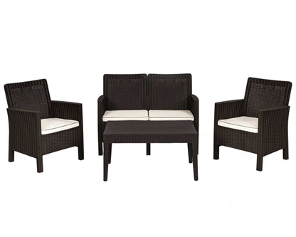 Nova 4-Piece Settee Set with Loveseat and Cushions-Brown