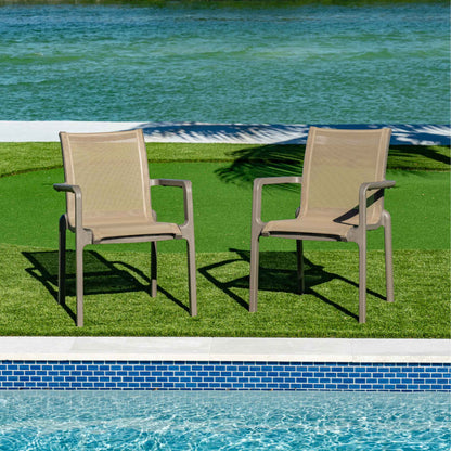Paris Set of 2 Sling Armchairs - Cappucino
