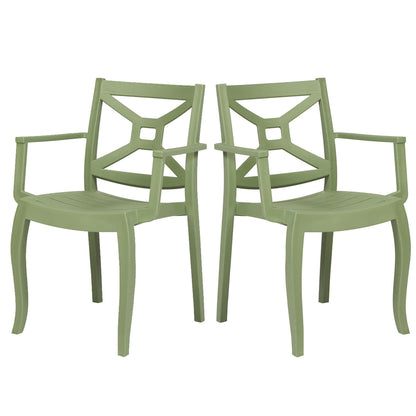 Zeus Set of 2 Stackable Armchair-Green