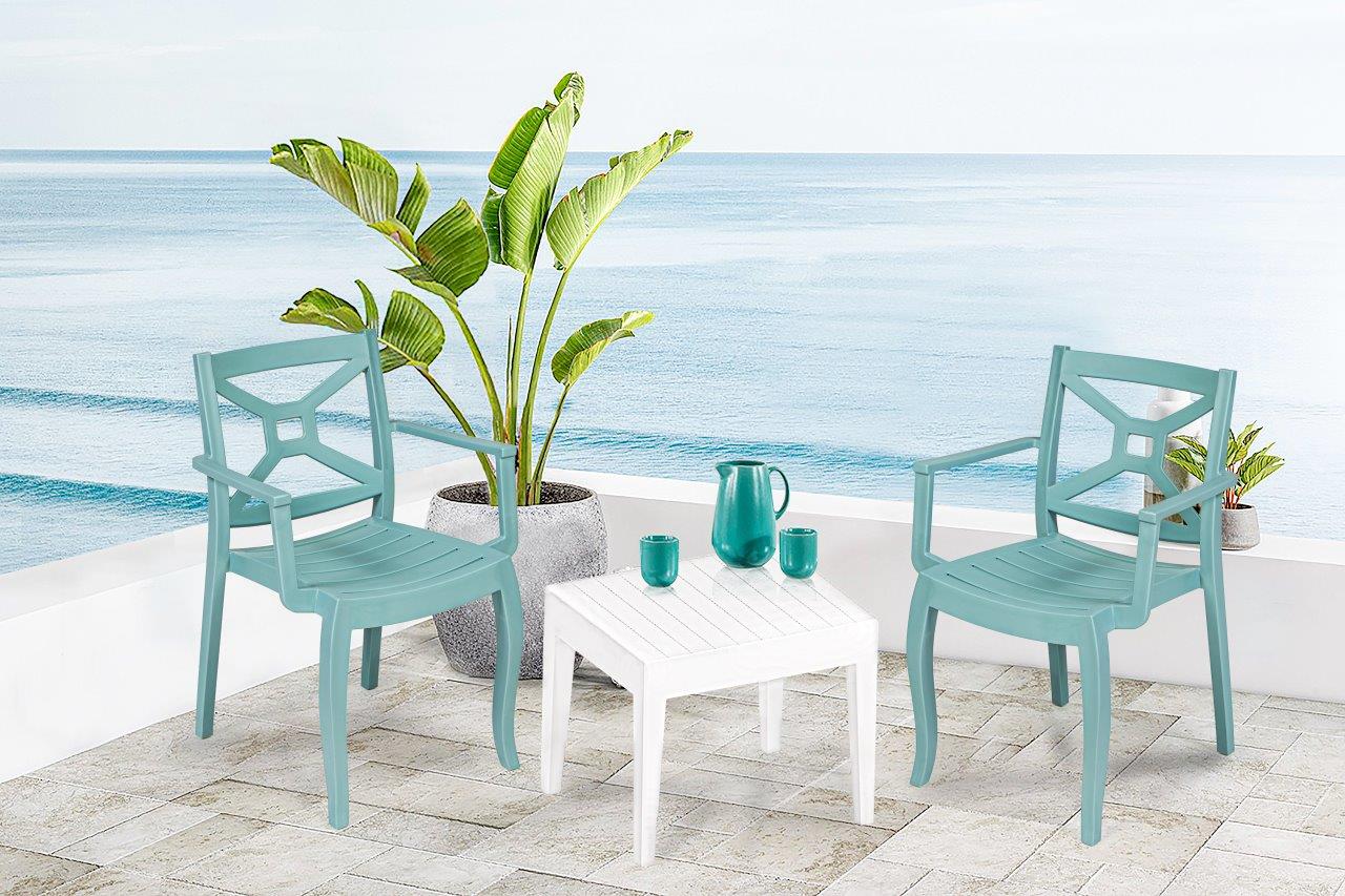 Zeus Set of 2 Stackable Armchair-Teal